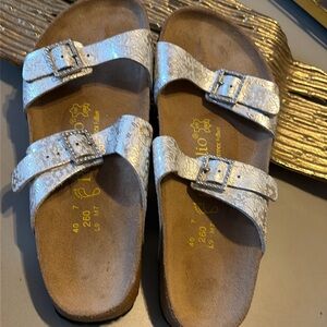 Papillio by Birkenstock floral slip on sandals, size 40 ladies 9 men's 7